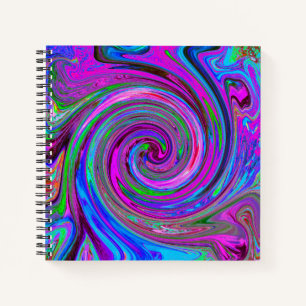 Farbenfrohes Magenta-Swirbel-Retro-Abstract-Design Notizblock