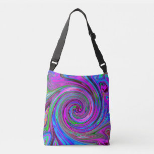 Farbenfrohes Magenta-Swirbel-Retro-Abstract-Design Tragetaschen Mit Langen Trägern