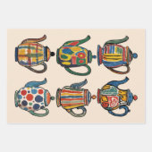 Farbenfrohes malerisches Teekannenmuster Geschenkpapier Set (Vorderseite 2)