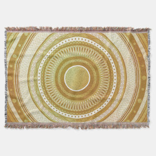 Farbenfrohes Mandala auf blauem Hintergrund Decke