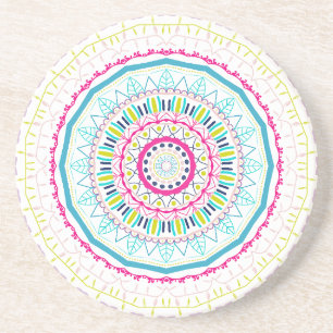 farbenfrohes Mandala Getränkeuntersetzer