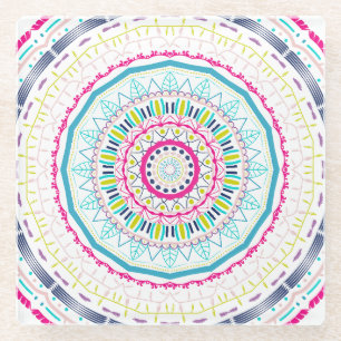 farbenfrohes Mandala Glasuntersetzer