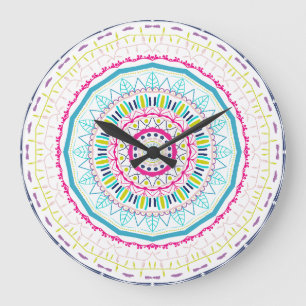 farbenfrohes Mandala Große Wanduhr