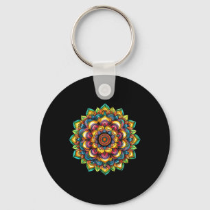 Farbenfrohes Mandala-Harmonie-Yoga-Spiritualsymbol Schlüsselanhänger