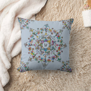 Farbenfrohes Mandala-Monogramm-Kissen Kissen