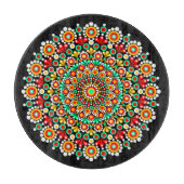 Farbenfrohes Mandala-Muster Boho-Punkt  Schneidebrett (Vorderseite)
