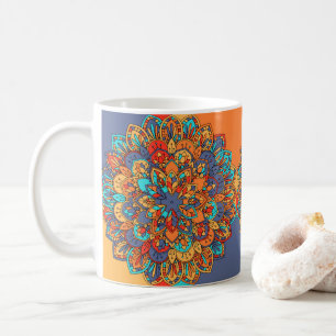 Farbenfrohes Mandala-Muster Marokkanisch Kaffeetasse