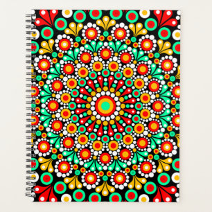 Farbenfrohes Mandala-Muster Planer Boho-Punkt