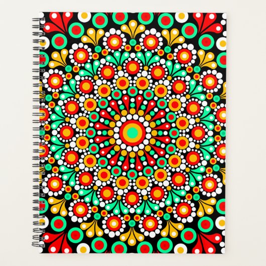 Farbenfrohes Mandala-Muster Planer Boho-Punkt (Vorderseite)