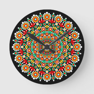 Farbenfrohes Mandala-Muster Uhren Boho Punkt