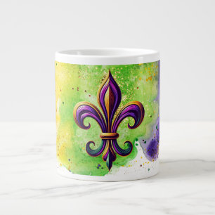 Farbenfrohes Mardi Gras Fleur de lis  Jumbo-Tasse