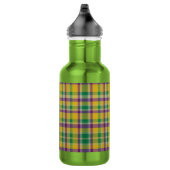 Farbenfrohes Mardi Gras Gingham-Muster Edelstahlflasche (Rechts)