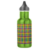 Farbenfrohes Mardi Gras Gingham-Muster Edelstahlflasche (Links)