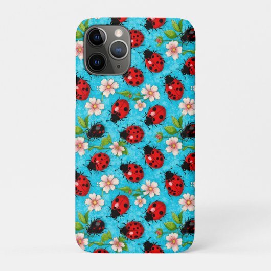 Farbenfrohes Marienkäfermuster mit Blumen Case-Mate iPhone Hülle (Rückseite)