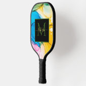Farbenfrohes Marmoriertes Monogramm Name Pickleball Schläger (Links)