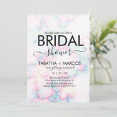 Farbenfrohes Marmormuster-Script BRIDAL Shower Einladung (Stehend Vorderseite)