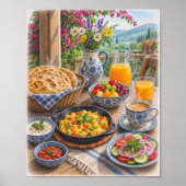Farbenfrohes mediterranes Frühstücks-Festmahl Poster (Vorne)