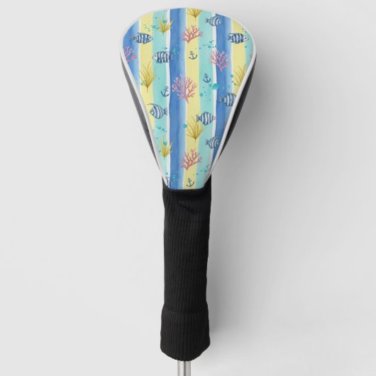 Farbenfrohes Meeresleben-Küstenmuster (10) Golf Headcover (Vorderseite)