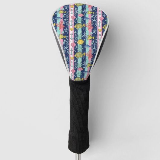 Farbenfrohes Meeresleben-Küstenmuster (2) Golf Headcover (Vorderseite)