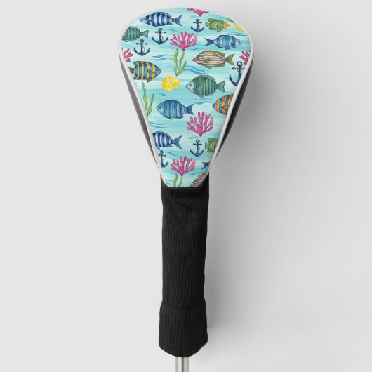Farbenfrohes Meeresleben-Küstenmuster (3) Golf Headcover (Vorderseite)