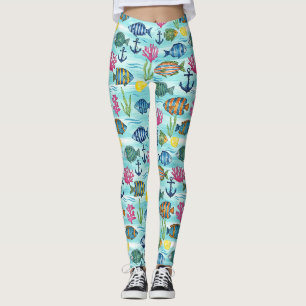 Farbenfrohes Meeresleben-Küstenmuster (3) Leggings