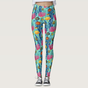 Farbenfrohes Meeresleben-Küstenmuster (4) Leggings