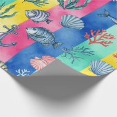 Farbenfrohes Meeresleben-Küstenmuster (6) Geschenkpapier (Ecke)