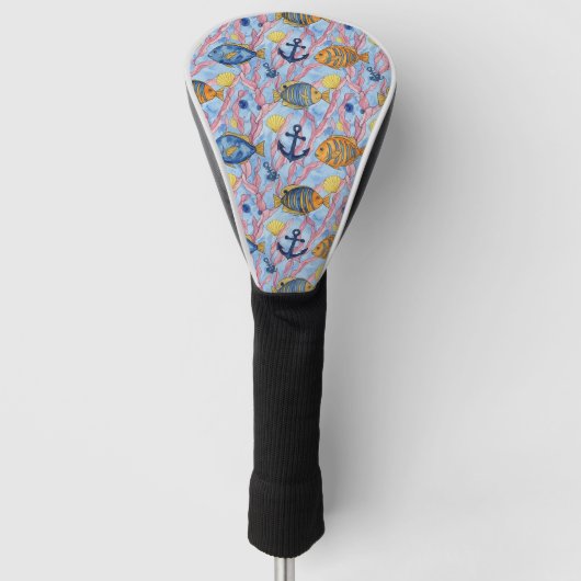 Farbenfrohes Meeresleben-Küstenmuster (9) Golf Headcover (Vorderseite)