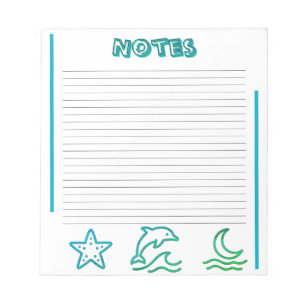 Farbenfrohes Meeresleben liniertes Notizbuch Notizblock