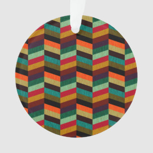 Farbenfrohes Mehrfarben-Fischgrätenmuster Ornament