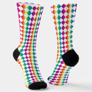 Farbenfrohes mehrfarbiges Schachbrett-Diamantmuste Socken