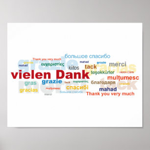 Farbenfrohes Mehrsprachiges Danke Schön Poster
