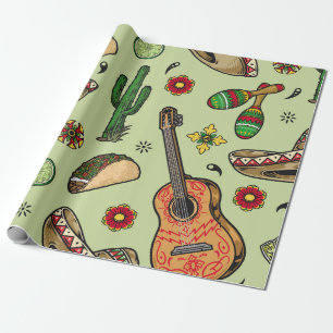 Farbenfrohes mexikanisches Fiesta-Vintage-Nahtlosm Geschenkpapier