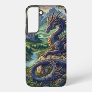 Farbenfrohes, mittelalterliches Drachen-Schloss Samsung Galaxy Hülle