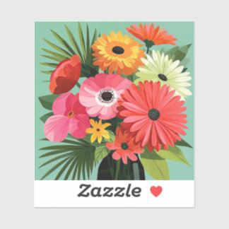 Farbenfrohes Mittelecho-Daisy-Blumenbouquet Aufkleber