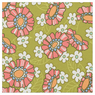 Farbenfrohes, mittelpreisiges Retro-Blumenmuster Stoff