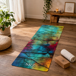 Farbenfrohes modernes abgenutztes abstraktes Monog Yogamatte