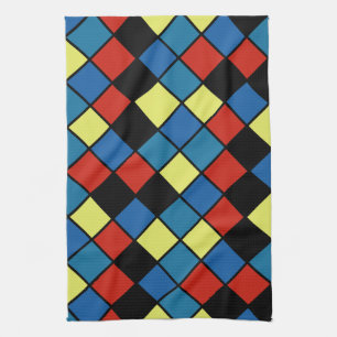Farbenfrohes modernes diagonales Fliesenmuster Ver Geschirrtuch