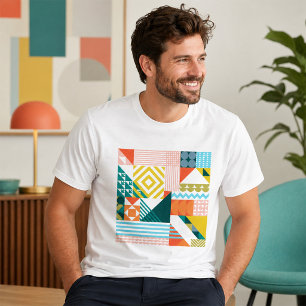 Farbenfrohes modernes geometrisches abstraktes Mus T-Shirt