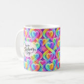 Farbenfrohes modernes Herz Muster Valentinstag Kaffeetasse (Vorderseite Links)