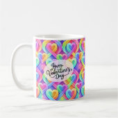 Farbenfrohes modernes Herz Muster Valentinstag Kaffeetasse (Links)