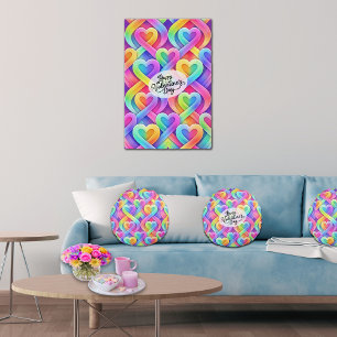 Farbenfrohes modernes Herz Muster Valentinstag Poster