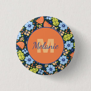 Farbenfrohes modernes hübsches Blumenmuster person Button