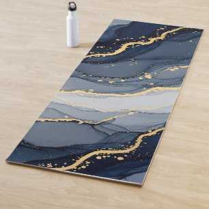 Farbenfrohes modernes Marine-Marmor-Gold-Glitter Yogamatte