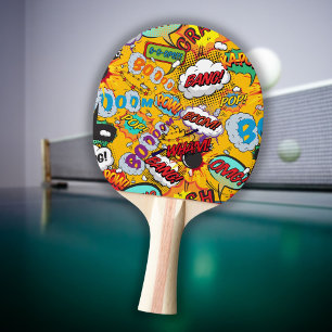 Farbenfrohes modernes typografisches Comic-Book Tischtennis Schläger