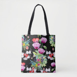 Farbenfrohes Mohn-Sommerblumen-Muster Tasche