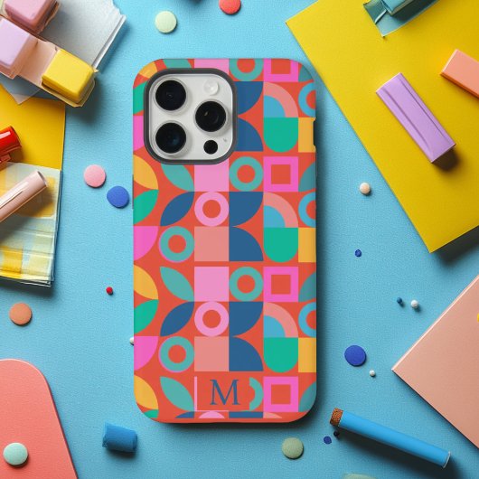 Farbenfrohes Monogramm Geometrischer Personalisier iPhone Hülle