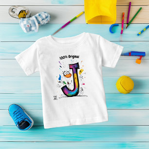 Farbenfrohes Monogramm J – Lustiges und anpassbare Baby T-shirt