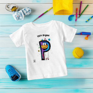 Farbenfrohes Monogramm P – Lustiges und anpassbare Baby T-shirt