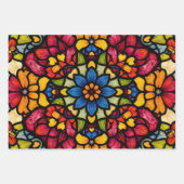 Farbenfrohes Mosaik-Blumenmuster abstrakt  Geschenkpapier Set (Vorderseite)